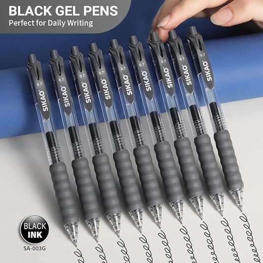 Gray Gel Pens Bulk 30 Pack Gray Pens Fine Point Smooth Writing No Smudge, CLOUD TOUCH Grip 0.7mm Black Gel Ink, Retractable Rollerball Pens for Server Office School, Lapiceros (GRAY)