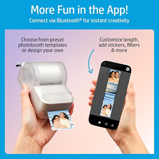 HP Sprocket Panorama Instant Color Label & Smartphone Photo Printer - Portable - Personalize Prints 2” x .5”- 9” on Zink Sticky-Back Photos - Create Photobooth Strips & Custom Designs in App - Grey