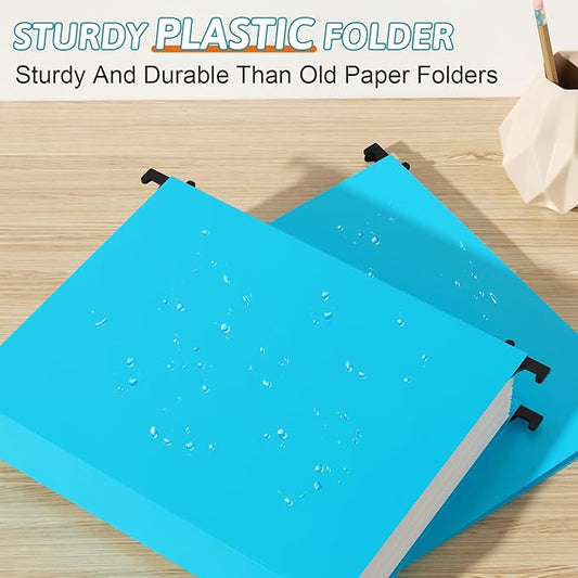 Extra Capacity Plastic Hanging File Folder Letter Size,12 Pack Reinforced Hang Folders with Heavy Duty 2 Inch Expansion, Durable Hanging Organizer Designed for Bulky Files, Assorted Colors