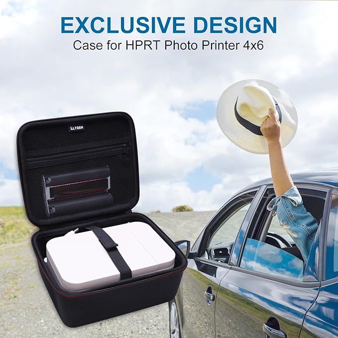 LTGEM Case Compatible with Liene M100 4x6 Photo Printer/HPRT CP4100 4x6 Photo Printer and Photo Paper, Black(Case Only)