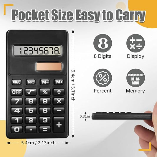 Basic Calculator, Mini Calculators Pocket Size Basic Calculators, 8 Digit Display Solar Battery Dual Power Function Calculator Bulk for Students Kids School Home Office (20)