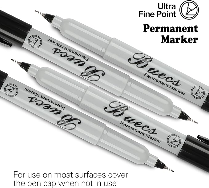 Permanent Markers, 60 Count Ultra Fine Point Black Permanent Markers, Works on paper, Plastic, Stone, Glass, Metal
