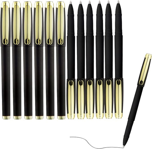 Black Ink Gel Pens, 1.0 mm Bold Point Pens,With Large Ink Cartridge,12 Pack, (GP-3361)