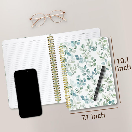 Cute Spiral Notebook journal B5 Aesthetic Pretty Design for Women Girls Kawaii with Pocket, 10 x 7.2 inch, Lined, Spring Leaves