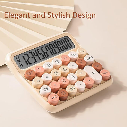 VEWINGL Mechanical Switch Calculator, 12 Digit Large LCD Display and Buttons, Great for Everyday Life and Basic Office Work, with Battery
