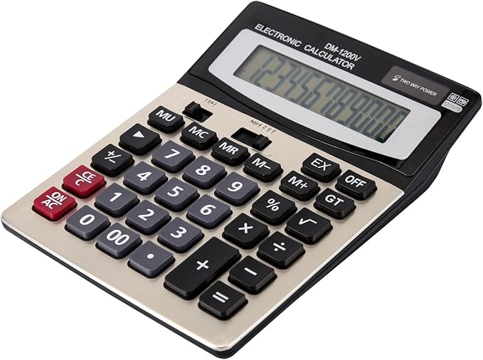 Large Desktop Calculator with 12-Digit Widescreen Display and Large Plastic Buttons for Easy Operation and Viewing