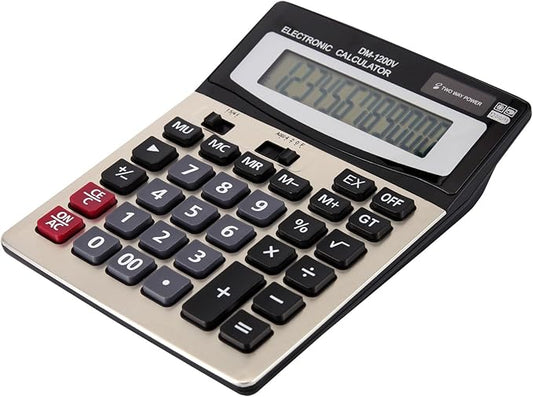 Large Desktop Calculator with 12-Digit Widescreen Display and Large Plastic Buttons for Easy Operation and Viewing
