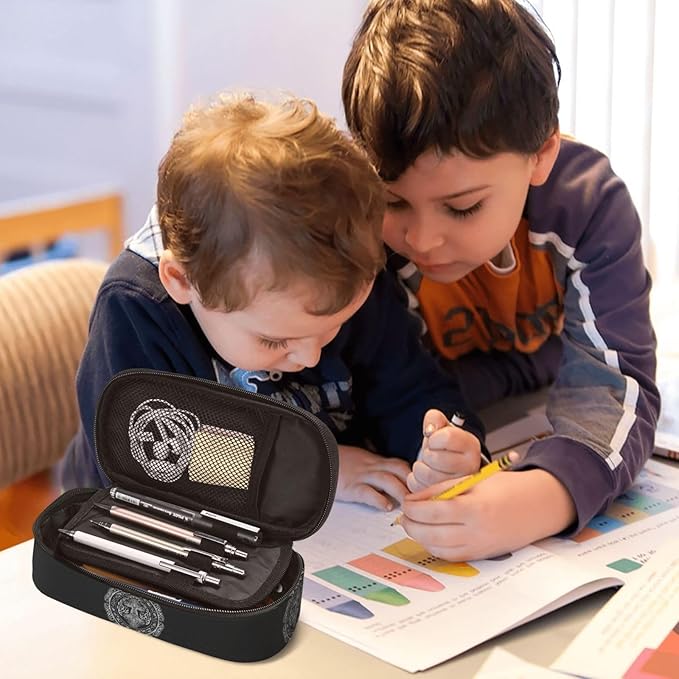 Celtic Sacred Tree Life Totem Viking Goddess Large Pencil Case With Zipper Compartments Stationery Pencil Bag For Kids Teens Students School Supplies