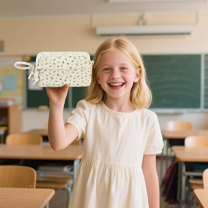 Bluboon Big Capacity Pencil Case Pencil Pouch Pen Case School Supplies Cute Pencil Box Pencil Bag for Teen Girls Boys Women Man (Black Floral 92)