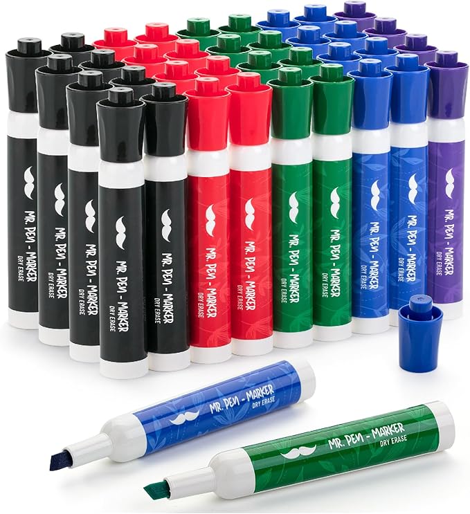Mr. Pen- Dry Erase Markers Chisel Tip Markers, Low Odor Chisel Tip, 36 Pack, Assorted Colors, White Board Markers Dry Erase Pens