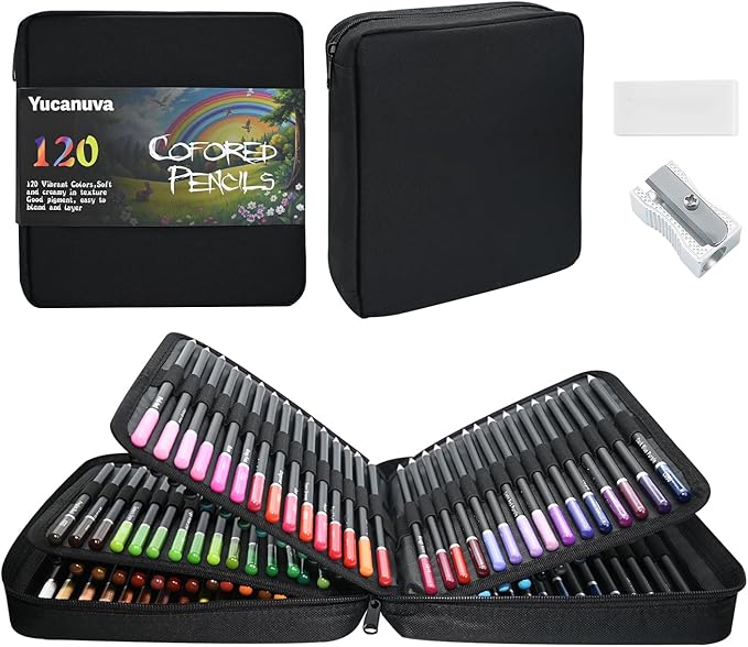 120 Colored Pencils for Adult Coloring Books, Perfect for Coloring, Oil-Based Cores Pencils Set with Zipper Case, Eraser and Sharpener,Coloring Pencils for Adults, Beginners,Artists
