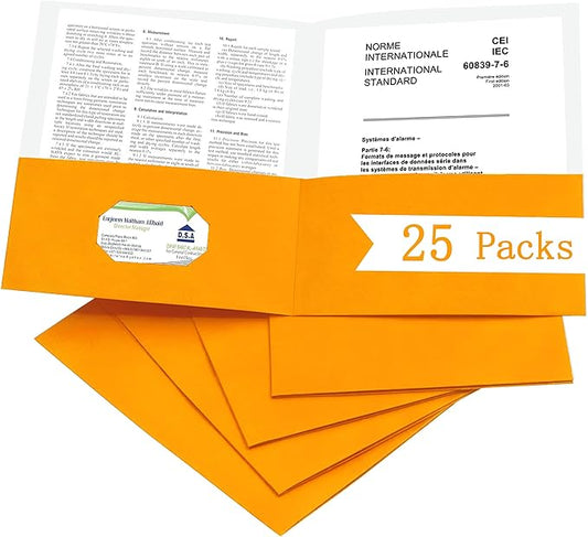 Zzrywuty 25 Packs Paper Folders with Pockets for Students, Businessmen and Office Workers,Letter Size,Two Pocket Folders with Card Slot for Office,Business,School Supplies
