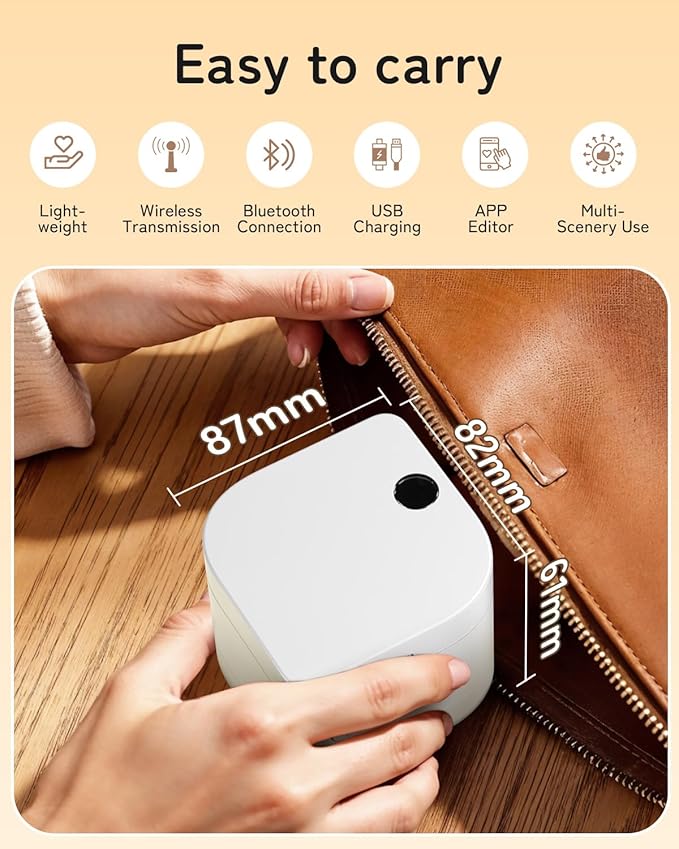 Phomemo P12 Label Maker Machine with Tape, Bluetooth Small Thermal Label Printer with Multiple Templates Mini Label Maker for Home, School, Organization, Office, White