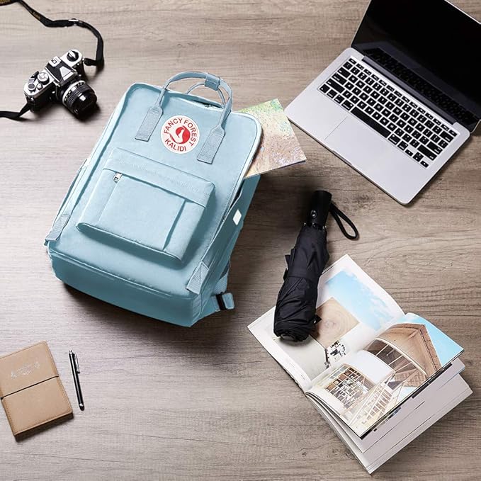 KALIDI Casual Laptop Backpack 15 Inches Classic Camping Rucksack Travel Outdoor Square Daypack College Hiking Gym Bag, Sky Blue