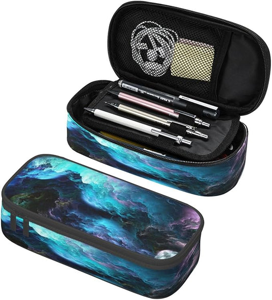 Beautiful Cloud Large Pencil Case With Zipper Compartments Stationery Pencil Bag For Kids Teens Students School Supplies