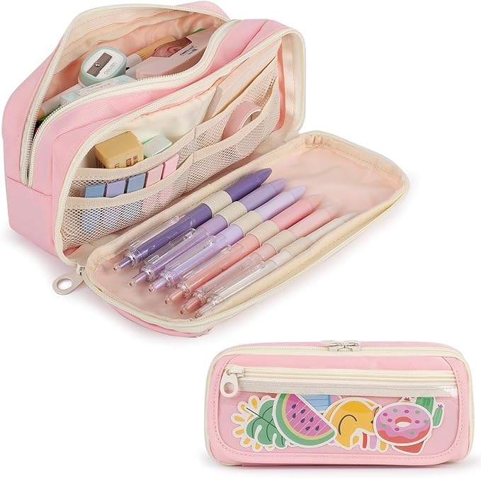Large Capacity Pencil Case with Compartments, School Pencil Bags with Zipper, Big Storage Pen Bag for Teen Girl Boy Men Women, Adult Stationery Pen Bag for School College and Office