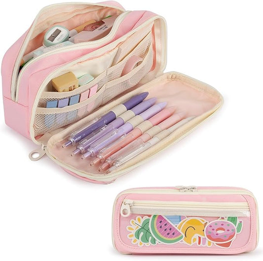 Large Capacity Pencil Case with Compartments, School Pencil Bags with Zipper, Big Storage Pen Bag for Teen Girl Boy Men Women, Adult Stationery Pen Bag for School College and Office