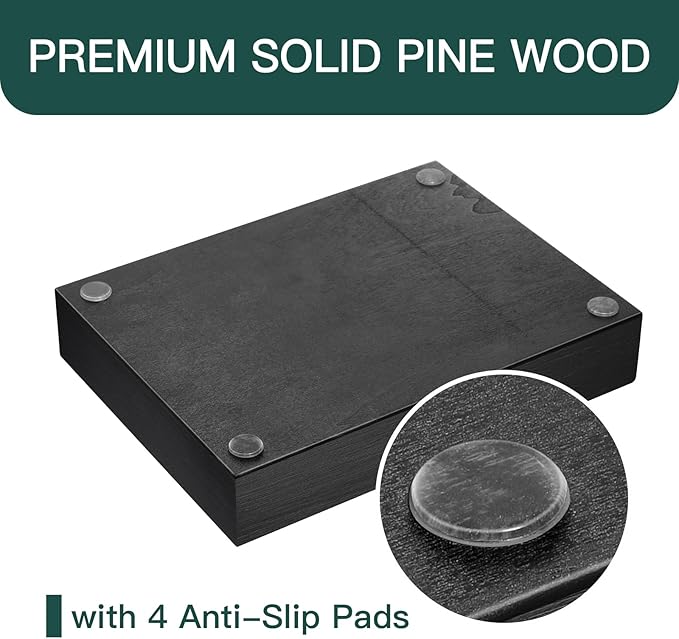 Desk Drawer Organizer Tray with 9 Adjustable Compartments, Wooden Office Desk Accessories Supplies Organization Storage for Desktop Bathroom Vanity Makeup Black