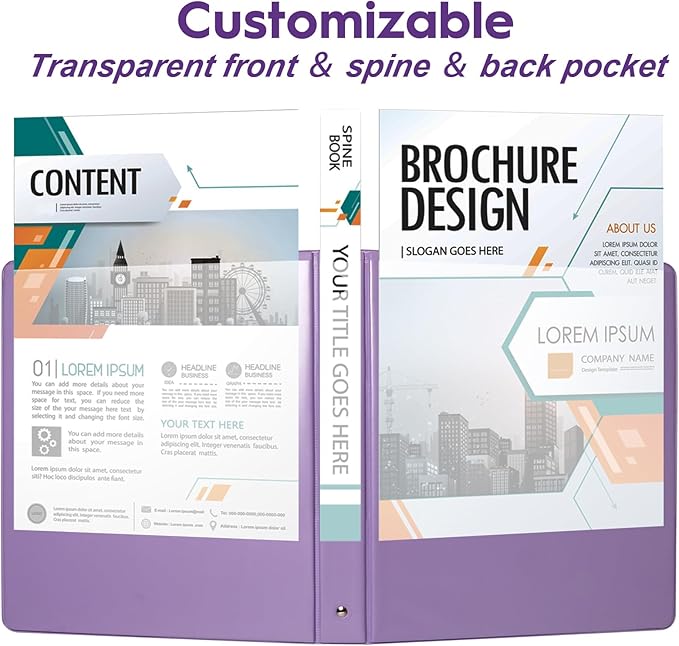 COMIX Standard 3 Ring Binder 1 inch with Clear View Cover, 1" Round Ring View Binder Holds 200 Sheets of US Letter Size Paper for School Office Supplies, 6 Pack (Pale Purple)