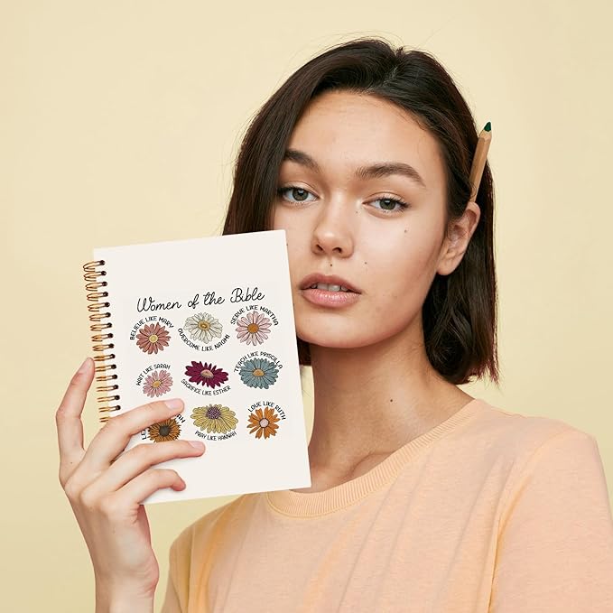 JXREQ Floral Christian Bible Notebook Journal for Women Note Taking, Religious Prayer Journal for Women Gifts, Scripture Journal, Church Notes Notebook 5.5x8.3