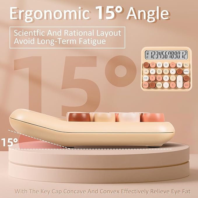 VEWINGL Mechanical Switch Calculator, 12 Digit Large LCD Display and Buttons, Great for Everyday Life and Basic Office Work, with Battery