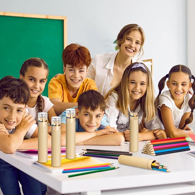 48 Pack 576pcs #2 HB Pencils Bulk in Tube with Sharpener Assorted Colors Wood-cased Pre-sharpened Pencils for Kids Student Back to School Supplies Classroom Prize Party Favor Gifts (Wooden)