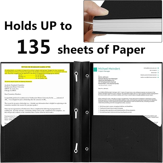 ViVin Sturdy Plastic Folder, 10 Pack, 2 Pocket Folder with Prongs, Holds 9 x 12 Letter Size Sheets, Plastic Folders with Pockets and Prongs, for Office School and Home - Black