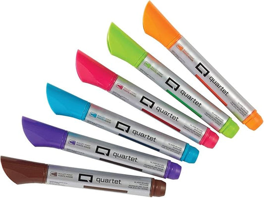 Quartet Glass Board Dry Erase Markers, Premium, Bullet Tip, Assorted Colors, 6 Pack (79556)