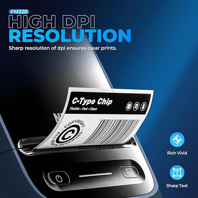 Nelko Label Maker Machine with Tape, PM220 Bluetooth Label Printer, 2 Inch Portable Thermal Printer for Small Business, Address, Logo, Clothing, Sticker Maker for Phones & PC, Blue