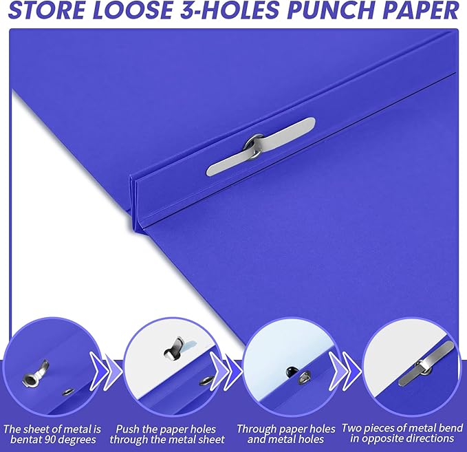 Two Pocket Folders, RAZCC 75 Pack Two Pocket Folders with Prongs, 3 Prong Pocket Folders Letter Size, Paper Folders with Prongs for School Office Home Business, Assorted 5 Colors