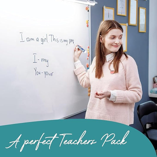 Dry Erase Markers Chisel Tip, 6 Whiteboard Markers, Dry Erase Marker with Eraser 6 Pack White Board Marker for Kids, School Supplies and Teachers