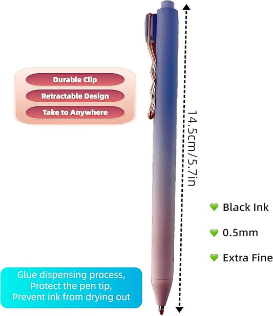 Fengtaiyuan Lan05, Stylish Gradient Color Pen, Black Ink, 0.5mm Extra Fine, Gel Ink Rollerball Pens, Writting Smooth, Rubber Spray (Lan05)