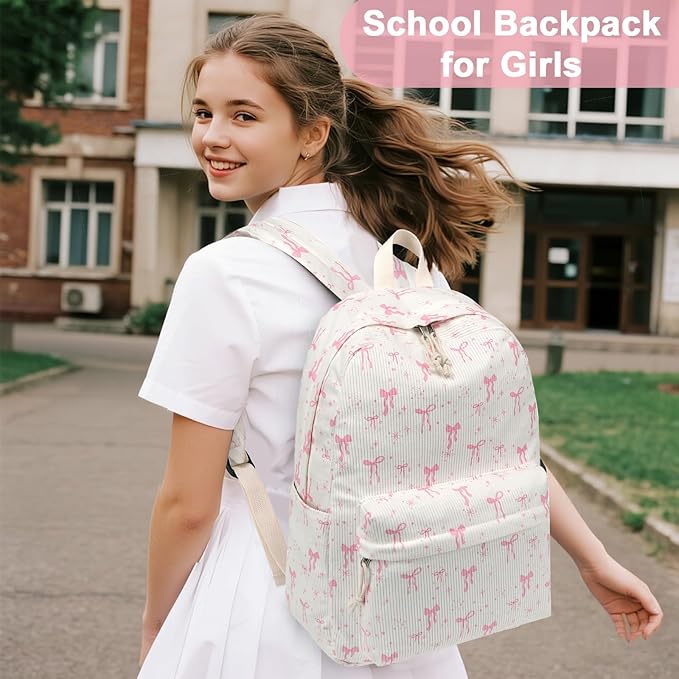 School Backpack for Teens Large Corduroy Bookbag Lightweight 15.6 inch Laptop Bag for Girls Women Casual High School College