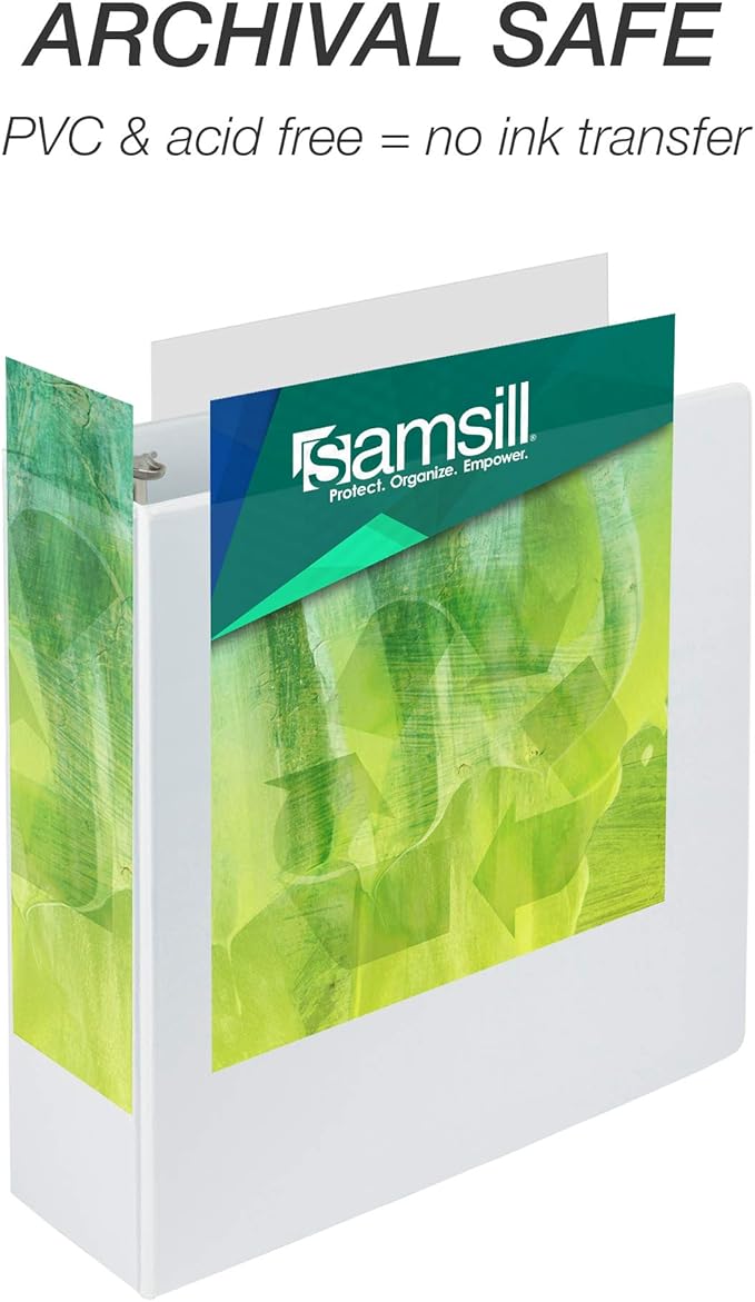 Samsill Plant-Based 4 Inch Durable Round Ring, Made in USA, View Binder, Eco-Friendly, USDA Certified Biobased, Single, White