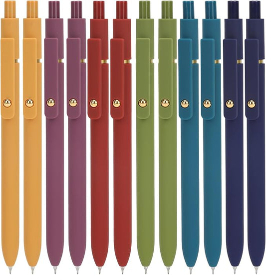 Ddaowanx Gel Pens, 12 Pcs 0.5mm Quick Dry Black Ink Pens Fine Point Smooth Writing Pens, Cute Office School Supplies Gifts for Women (12 Pcs Vintage-Black Ink)