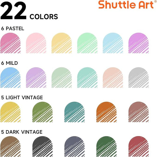 Shuttle Art Colored Retractable Gel Pens, 22 Ink Colors, 6 Mild 6 Pastel 5 Light Vintage and 5 Dark Vintage, Cute Pens Fine Point Soft Barrel for Writing Journaling Note Taking School Office Home