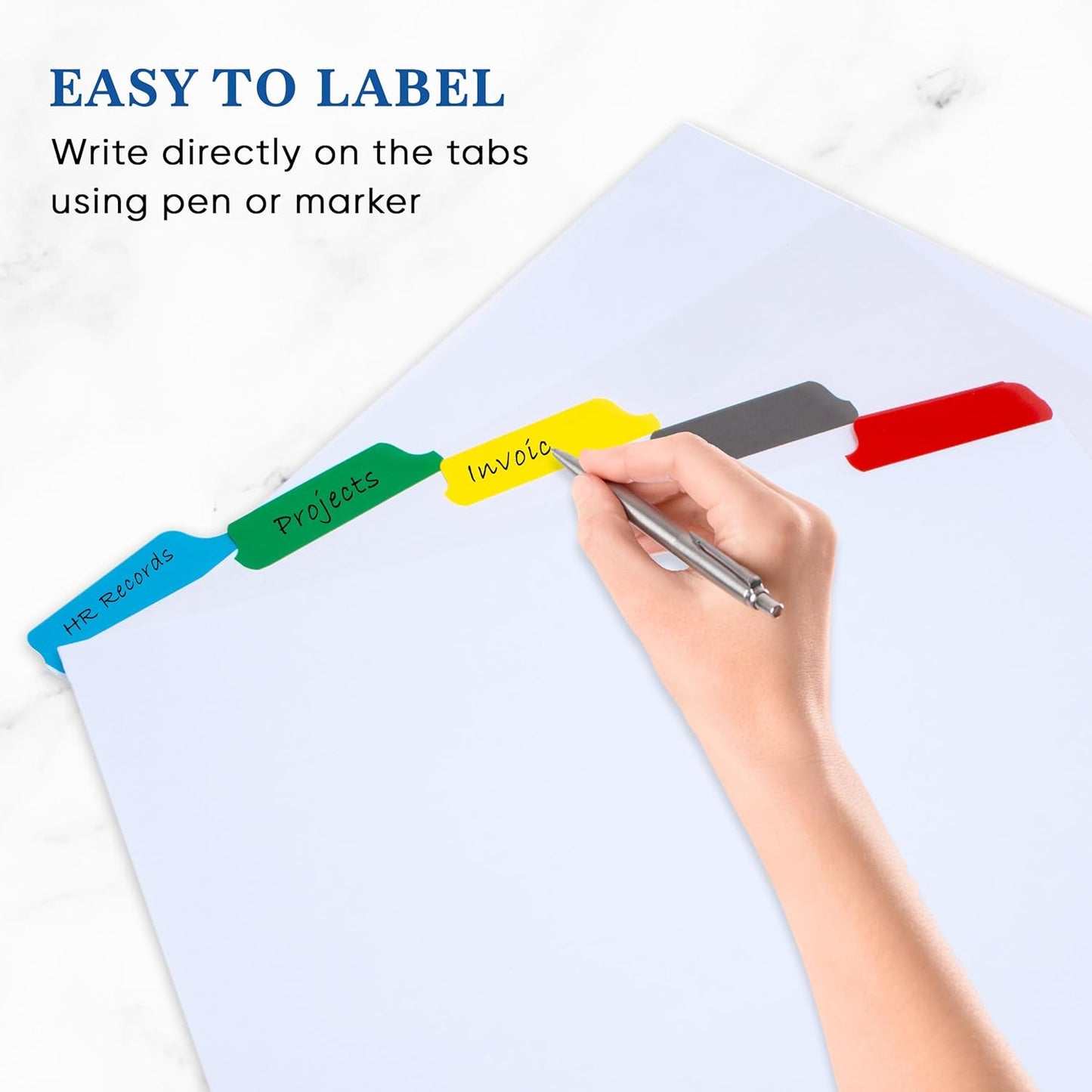 LUX Binder Dividers - Pack of 120-5 Tabs Binder Dividers for 3 Ring Binders - Multicolored Writable Tabs & Letter Size Paper Binder Divider - Ideal for School, Office, Home & Business Organization