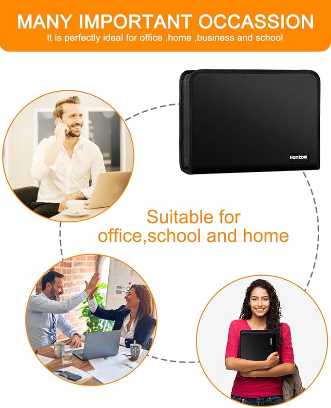 Hontom Accordion File Organizer,13 Pockets Fireproof Document Organizer with Multicolored Pockets, Business Safe Storage Folder Zipper for Documents and ‎F61NCYXEFF02V