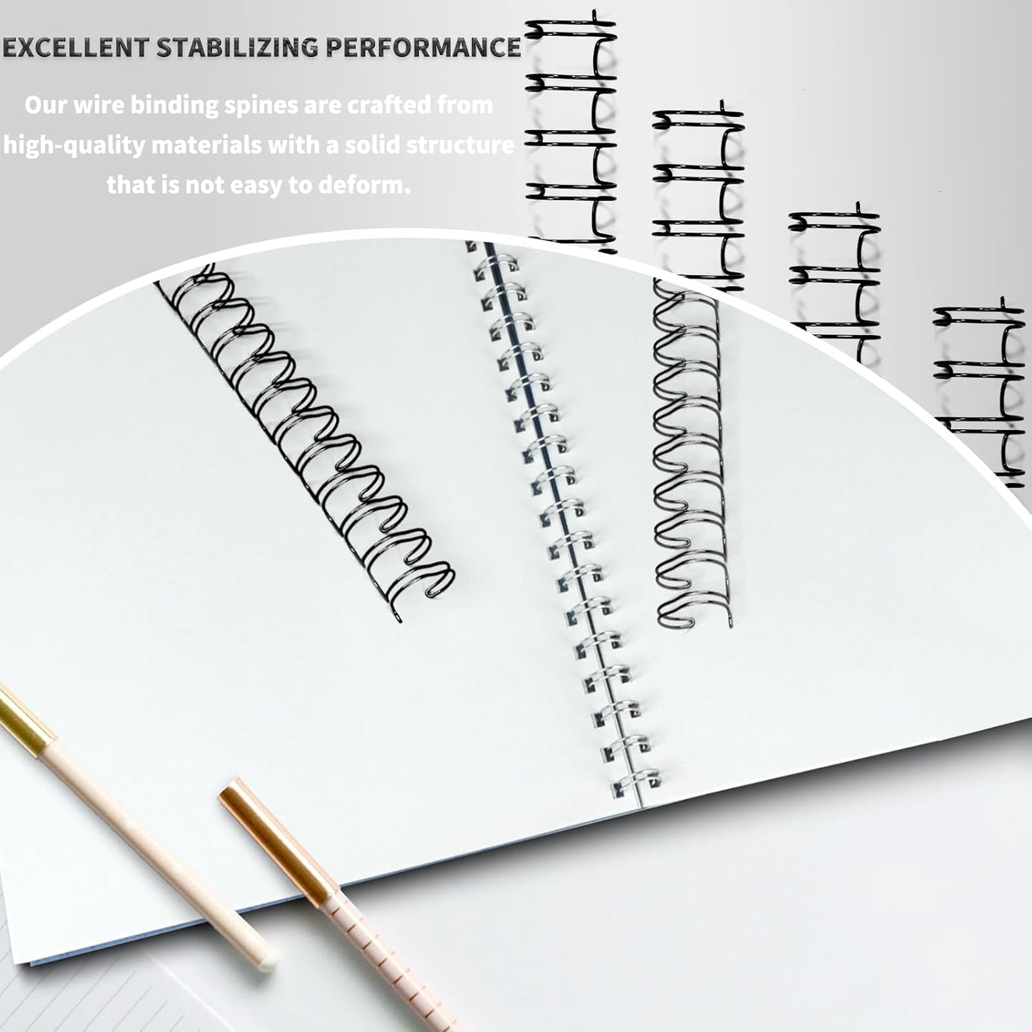 Rayson WR2119BK Wire Binding Spines, 2:1 Pitch Double Loop Binding Wires 3/4 Inch, 21-Loop Wire Ring Pack of 50 with Black