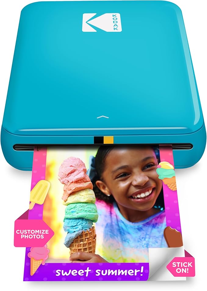 KODAK Step Instant Smartphone Photo Printer - 75 Sheets Bundle - Portable Mini Color Wireless Mobile Printer - Zink 2x3” Sticky-Back Photos - Bluetooth Compatible with Smart Devices - Fun App -Blue