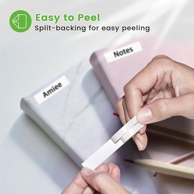 20PK Ptouch Tape 12mm 0.47 Laminated White, Fade Resistant& Waterproof, School/Home/Office/Business Use, Outdoor Label Refills for PT-D220 D210 H110 D200 D400 1280 D610BT