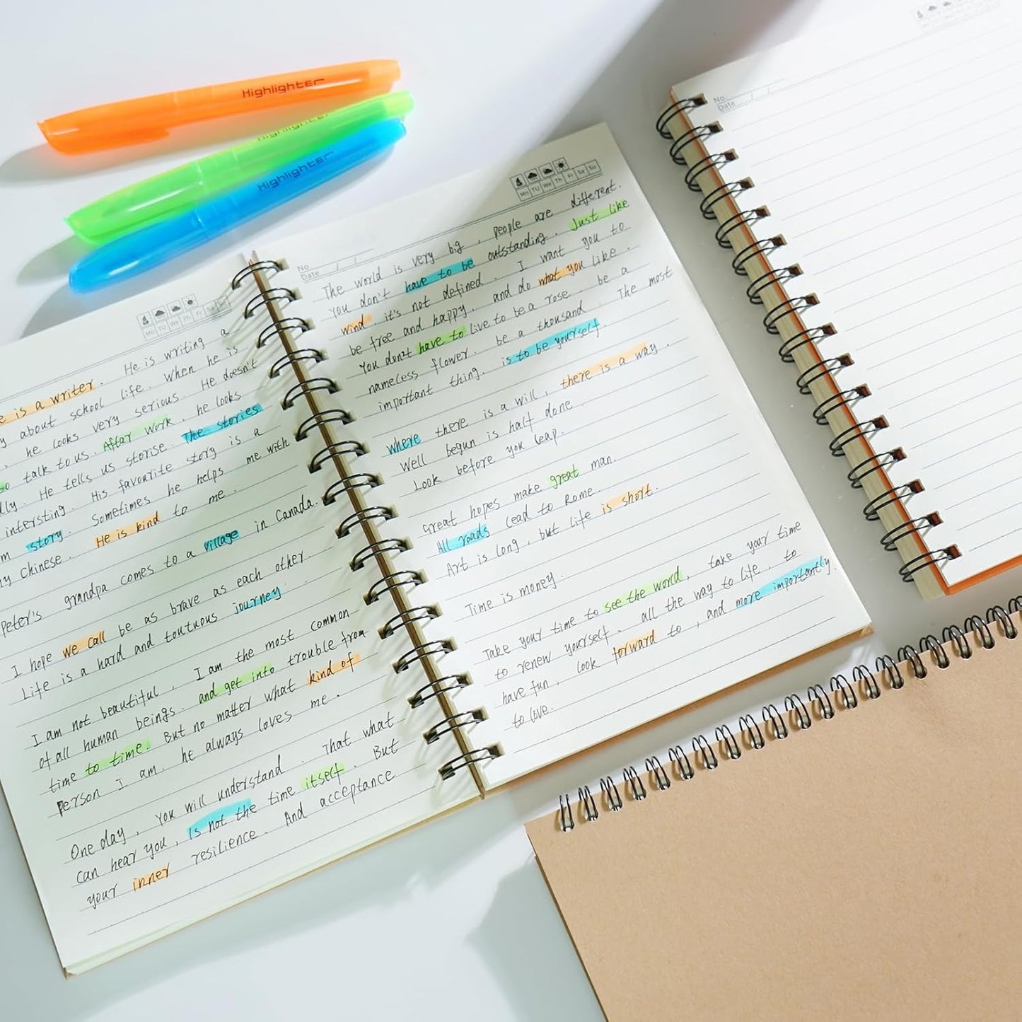 6 Pack Spiral Notebooks 5.83"x8.27", 200 Pages A5 Spiral Notebook Journal, with Kraft Hard Cover, Ruled Lined Paper, for Work, School, College Students, Gifts