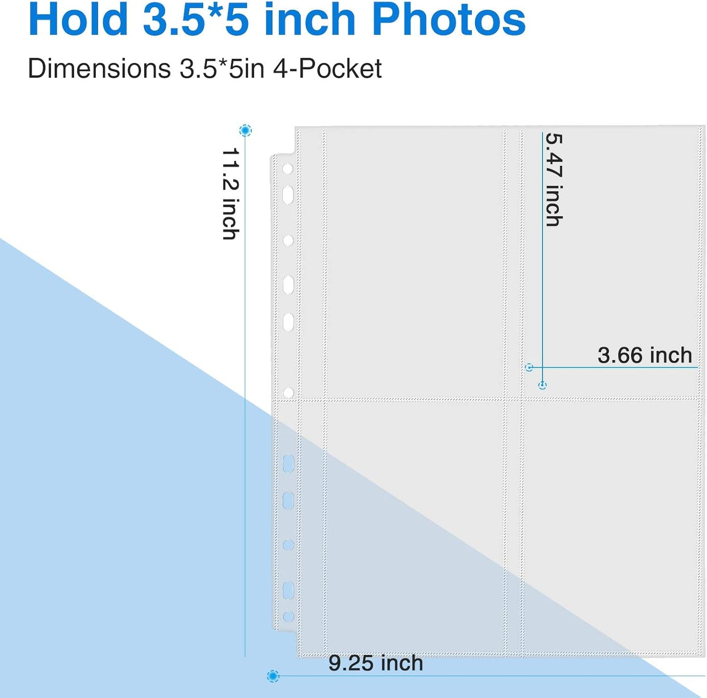 Sooez 30 Pack Heavy Duty Photo Sleeves for 3 Ring Binder (240 Pictures), 3.5x5 Plastic Album Refill Pages, Clear Archival Sleeves, Seed Binder Pages 8.5x11