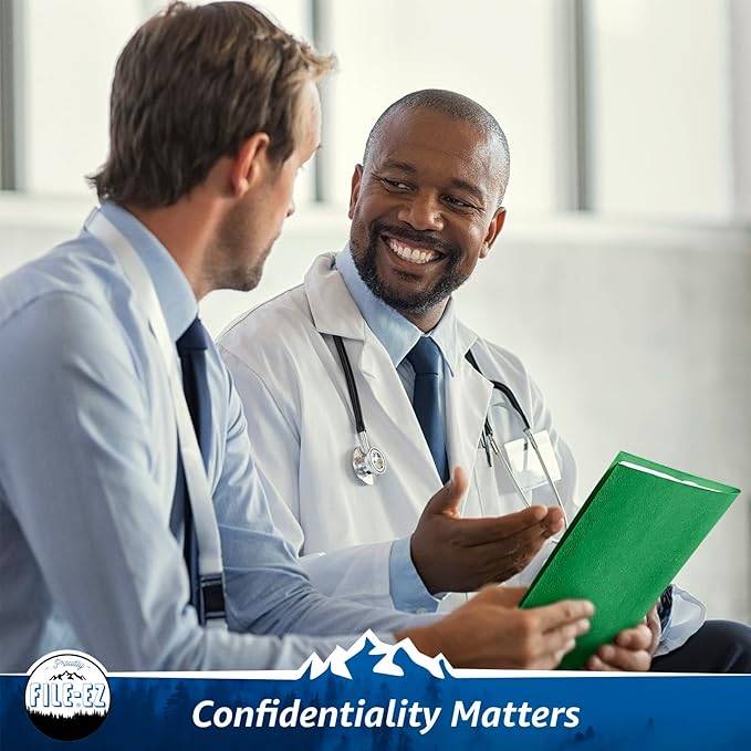 FILE-EZ Two-Pocket Folders, Green, 25-Pack, Textured Paper, Letter Size (EZ-32560)