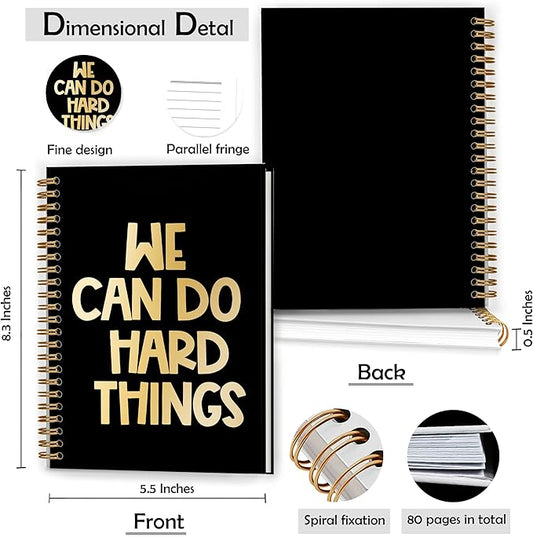 Blank Preppy Motivational Inspirational Notebook-We Can Do Hard Things Spiral Journal 5.5x8.3,Positive Gifts Spiral Notebookf or Work Office School Kids Student Teacher,Journal for Women