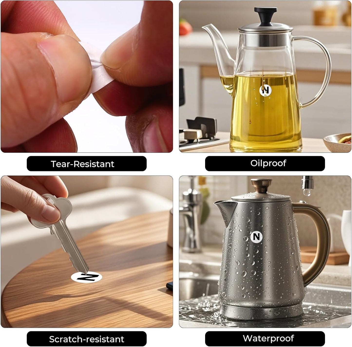 Letter N Round Labels 0.5 Inch Vinyl Circle Capital Alphabet Stickers Self-Adhesive Removable Waterproof Dots Tags for Home Office Inventory 1000 PCS