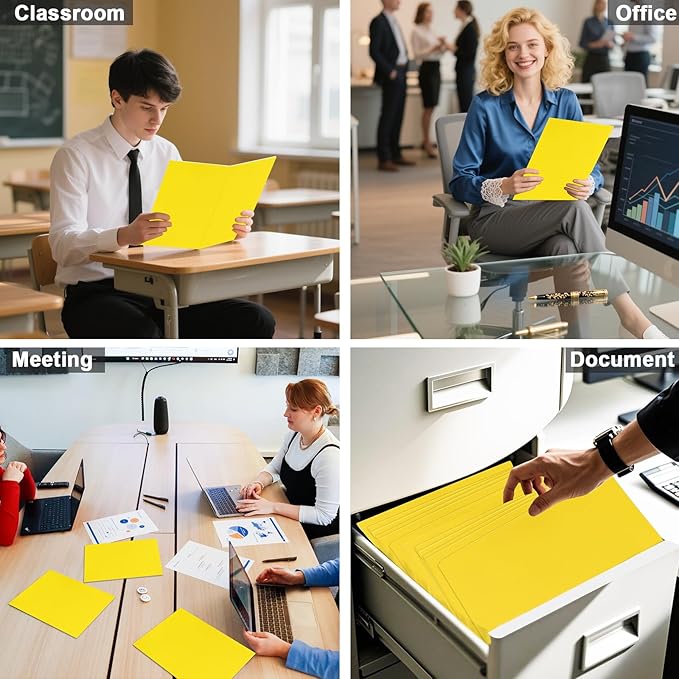 Folders with Pockets, LAYZZ 30 Pack Paper Pocket Folders, 2 Pocket Folders Fits Letter Size Paper, for School Office and Home (Yellow)