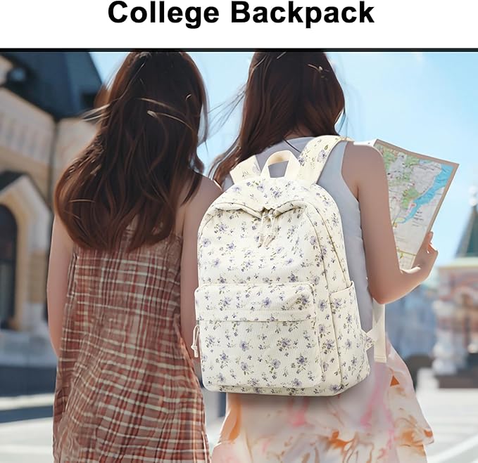School Backpack for Teens Large Corduroy Bookbag Lightweight 15.6 inch Laptop Bag for Girls Women Casual High School College
