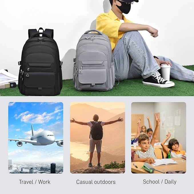 Backpack for Girls Teens, Solid-Color School Backpack for Boys Kids, Aesthetic Bookbag for Middle & High School Travel Daypack,Black