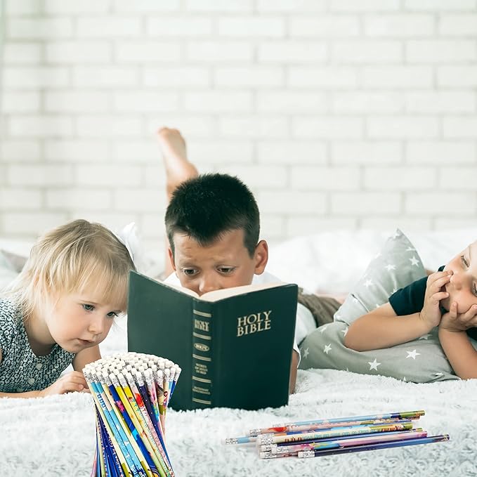 200 Pieces Bible Verses Pencils Inspirational Scripture Pencils with Hollow Cross Christian Pencils for Religious Scripture Church Supplies for School Student Teacher